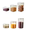 Caja Sellada Rectangular Transparente Doble Espada con Tapa de Plástico Comercial de Gran Capacidad para Alimentos Almacenamiento Sellada con Cuchara para Granos de Café