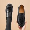Mocasines de Suela Gruesa para Mujer 2025 Nuevo Otoño Piel de Vaca de Primera Capa Zapatos de Mujer Modernos Retro Británicos Zapatos Pequeños de Cuero con Tacón Grueso Modernos