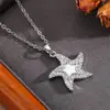 Dulce y Versátil Joyería de Estrella Cadena de Acero Inoxidable Estrella Colgante de Estrella de Mar de Cinco Puntas de Alta Gama Collar Incrustado de Diamantes para Mujer