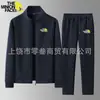 Jaqueta de Gola Alta com Forro de Veludo para Primavera e Outono Transfronteiriça, Roupa Esportiva Confortável e Respirável, Conjunto de Moletom Casual Masculino, Venda Direta da Fábrica