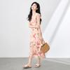 2506212-Temperamento Elegante Ajuste Slim Estilo Férias Vestido Longo com Babados Verão Francês Único Chic vestido Sul Petróleo
