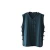 Verão Masculino fino de algodão e linho chinês estilo Tang terno com fivela retro Hanfu Old Head Shirt Colete estilo chinês para homens