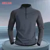 Rpoprer Ropa Deportiva de Invierno con Bloques de Color, Media Cremallera, Cuello Alto, Secado Rápido, Manga Larga, para Correr, Fitness, Entrenamiento al Aire Libre, Camiseta