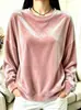 Ropa de Mujer Otoño/Invierno 2026 UE Estación Independiente de Amazon Camiseta Casual de Cuello Redondo de Terciopelo de Manga Larga para Mujer