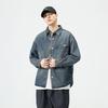 Outono 2024 Novo Japonês Casual All-match Denim Camisa Jaqueta Masculina Solta plus size Azul Top Tendência