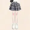 2026 Novo Estilo Suéter College Doce de Manga Curta para Meninas Conjunto de Verão Cartoon Estiloso Xadrez Bolo Saia Conjunto de Duas Peças