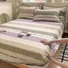 Sábana Bajera Ajustada de Algodón Cepillado Engrosado, Universal para Todas las Estaciones, Estampada, Completamente Cerrada, Resistente a la Suciedad, Cubre Cama Antideslizante de Algodón, Funda Protectora, Juego de Tres Piezas