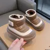 Botas de Neve para Meninas 2026 Novo Inverno Infantil Meninas Plus Veludo Espessado Quente Meninos Bebê Botas Grandes de Algodão Superfície de Couro