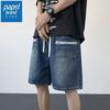 Comércio Exterior Shorts Jeans de Trabalho Azul Americano Masculino Verão Novo Finos Largos Tendência Marca High Street Lavados Calças Cinco Pontos