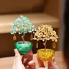 Enfeites de Árvore de Cristal Natural para Casa, Ametista Amarela, Sala de Estar, Estação de Trabalho de Escritório, Decoração de Árvore da Fortuna de Cristal