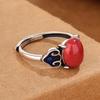 Anillo de huevo de fideo Ruyi rojo sur imitación estilo corte retro moda simple alto sentido nuevo chino índice dedo anillo
