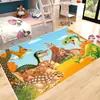 Alfombra de Dinosaurio de Dibujos Animados de Terciopelo de Cristal, Linda Alfombra para Gatear para Habitación Infantil y Dormitorio, Alfombra de Piso Antideslizante y Resistente a Manchas para Sala de Estar y Mesita de Noche