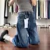 Calças Jeans Cropped de Perna Larga Retrô Americana para Mulheres, Verão Novo Cintura Alta Plus-Size Soltas Emagrecendo Perna Reta Capri