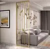 Pantalla de Acero Inoxidable de Lujo Ligero Estilo Chino Nuevo Divisor de Sala de Estar Vestíbulo Rejilla Decorativa Bloqueadora Simple con Patrón de Flor Hueca