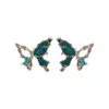 Aretes de Mariposa Huecos con Goteo de Aceite de Aguja Plateada, Elegantes y Dulces, Estilo Único, Aretes Versátiles, Lujo Ligero, Sensación de Alta Gama, Accesorios para Orejas de Mujer