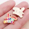 Nuevo Dibujo Animado Lindo Conejo Huevo de Pascua Goteo de Aceite Colgante de Aleación de Zinc Colgante Accesorios de Joyería para Pulsera DIY