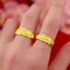 Tienda de Oro Mismo Estilo Arena Oro Oro Imitación Anillos de Dragón y Fénix para Hombres y Mujeres Anillos de Pareja Anillos de Boda Abiertos Regalo Tres Oros