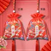 Saquinho Estilo Chinês Vazio com Estampa de Dragão, Bolsa Quadrada com Cordão, Saquinho com Borla, Ornamento Pendurado de Paz e Bênção para Carro