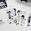 Set de cuaderno de hojas sueltas A7 con páginas de repuesto, pegatinas, notas adhesivas, páginas separadoras y colgantes en estilo de chica 2D, súper lindo