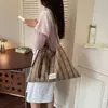 Bolsa Tote Xadrez Preguiçosa para Mulheres, Grande Capacidade, Versátil para o Dia a Dia, Bolsa de Mão Retrô, Nova Estampa de Lona 2026, Bolsa de Compras