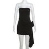 Vestido de verano nuevo de estilo europeo y americano para mujer, moda transfronteriza, temperamento, decoración floral, color sólido, sin espalda, sin tirantes, venta al por mayor