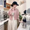 2026 Otoño Nuevo Estilo Coreano Holgado Estilo Oficina Camisa con Solapa Cárdigan Versátil Casual Corto para Mujer A14435