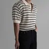 Camiseta Masculina de Verão Fina Malha Gola Polo Manga Curta Estilo Old Money Maduro Leve Tendência Cool Casual Versátil