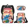 Novo produto: Mochila Escolar de Desenho Animado, Mochila de Estudante de Poliéster, Estojo Simples Infantil, Pequena Bolsa de Ombro, Conjunto de Três Peças