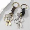 Llavero Creativo Retro Tijeras Colgante Tejido de Metal y Cuero Regalo para Pareja Llavero de Coche Adorno Personalizado