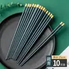 Chopsticks de Liga Coloridos Antiderrapantes, Resistentes a Mofo e Altas Temperaturas, Estilo Europeu de Luxo Leve para Uso Doméstico, Tendência, Alto Valor, Novos Chopsticks Verdes