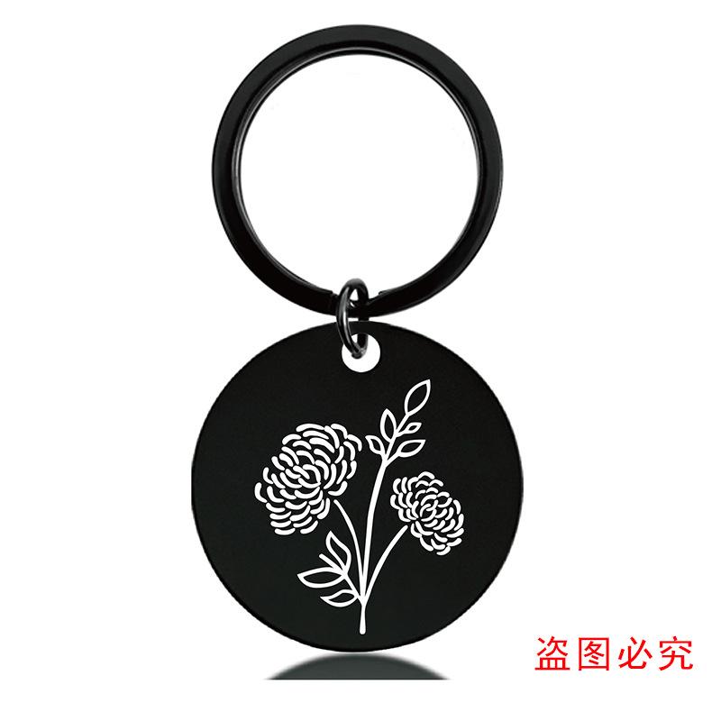 十二月份花朵黑+金圆牌钥匙扣单张图-10
