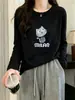 Chegada Nova Outono 2026: Camiseta de Algodão Bambu com Gola Redonda e Manga Longa para Mulheres - Top de Camada Base de Alta Qualidade, Elegante, Modelador e Estiloso