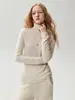 100% cachemir puro, nueva colección otoño 2026, suéter de punto simple y elegante con cuello de volantes, diseñado para mujeres
