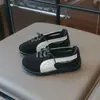 Tênis de Treino Alemão Color Block Retrô para Meninas Estilo Novo Primavera e Outono Sola Macia Cano Baixo Sapatos Individuais de Couro Versáteis e Modernos para Crianças
