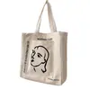 Bolsa de Lienzo Impresa con Dibujo Sencillo para Estudiantes Universitarios, Bolsa Tote de Lienzo Orgánico Personalizada con Bolsillo Exterior con Cremallera