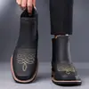 Botines Chelsea de Nuevo Estilo de Moda, Botas Martin, Botines Cortos, Zapatos de Cuero de Tendencia Británica con Punta Alta para Hombre de Comercio Exterior