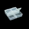 Caja de Plástico Transparente de 4 Compartimentos para Accesorios de Uñas, Pedrería, Diamantes de Acuarela, Caja de Exhibición de Muestras con Tapas Individuales, Desmontable