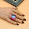 Anel de Resina Quadrado Octogonal com Diamante Mais Vendido da Amazon para Mulheres Estilo Coreano Estilo Ins Anel Venda por Atacado