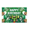 Fundo de aniversário temático de futebol transfronteiriço Banner Feliz Aniversário Decoração de festa Tapeçaria personalizada de fundo