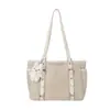 Bolsa tote de camurça da moda para mulheres, textura vintage, bolsa de ombro para o dia a dia, fofa e feminina, bolsa de mão de grande capacidade