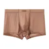 Cueca Boxer Masculina de Malha de Seda Gelada Refrescante, Cintura Média, Tamanho Grande, Antibacteriana, Respirável, Mais Vendido Transfronteiriço, Atacado Direto da Fábrica