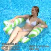 Hamaca plegable transfronteriza con diseño de hojas de cuatro tubos para adultos, reclinable en agua, con clip de fila flotante, cama flotante de red, venta al por mayor
