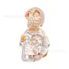 Decoración de Halloween de Productos Nuevos Transfronterizos Suministros Decoraciones de Escritorio Coloridas Calavera Doble Calabaza Manualidades de Cristal Adornos de Vidrio