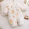Mameluco para bebé con acolchado fino de algodón, ropa de otoño e invierno, abrigo de algodón para recién nacido, mameluco cálido para bebés niñas, prenda exterior de algodón puro