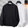Nova Camiseta de Manga Longa com Gola Redonda Outono/Inverno 2025, Moletom Espesso Versátil da Moda com Forro de Lã, Camiseta Básica de Moda Masculina