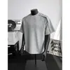 Camiseta de verano para hombre estilo americano de alta calle, manga corta, hombro deconstruido 3D, hombro recto resistente, con bordado cleanfit