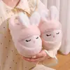 Pantuflas de algodón para adultos de invierno, diseño lindo de conejo, cálidas y forradas de felpa, adecuadas para niñas, estilo a juego para padres e hijos, antideslizantes, de suela gruesa e ideales para usar en interiores.