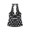 Roupas femininas da marca Z, estilo celebridade da internet europeu e americano, gola halter com laço, poá INS, top da moda transfronteiriça, popular preto ZA