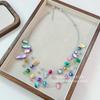 Estilo Bohemio Festivo Color Grava Hielo Cristal Multi-Capa Apilado Collar Estilo Étnico Retro Cadena para Clavícula Dopamina