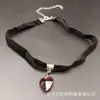 Corazón de Terciopelo Negro Forma de Corazón Corazón de Durazno Vidrio Colgante Corazón de Durazno Gargantilla de Terciopelo Cadena para Clavícula Mayoreo 527 Rojo